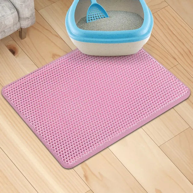 Waterproof Double-Layer Cat Litter Mat, Easy Clean & Durable